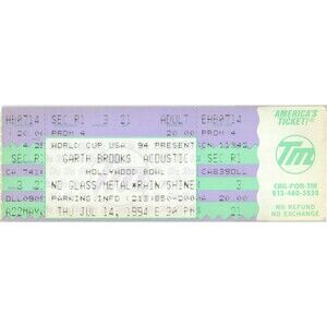 Vintage 1994 Garth Brooks Complete Ticket Stub Los Angeles CA